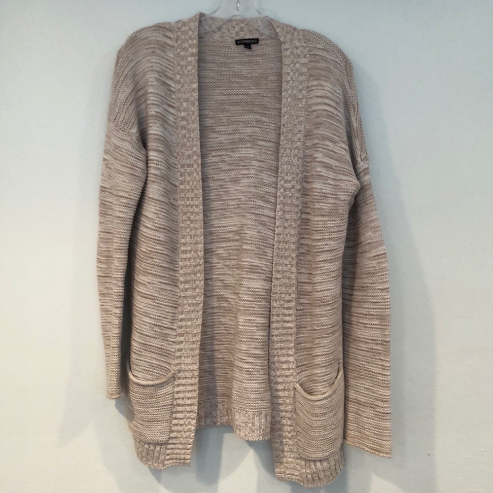 Express Cozy Cream Beige Cardigan w/ Pockets S